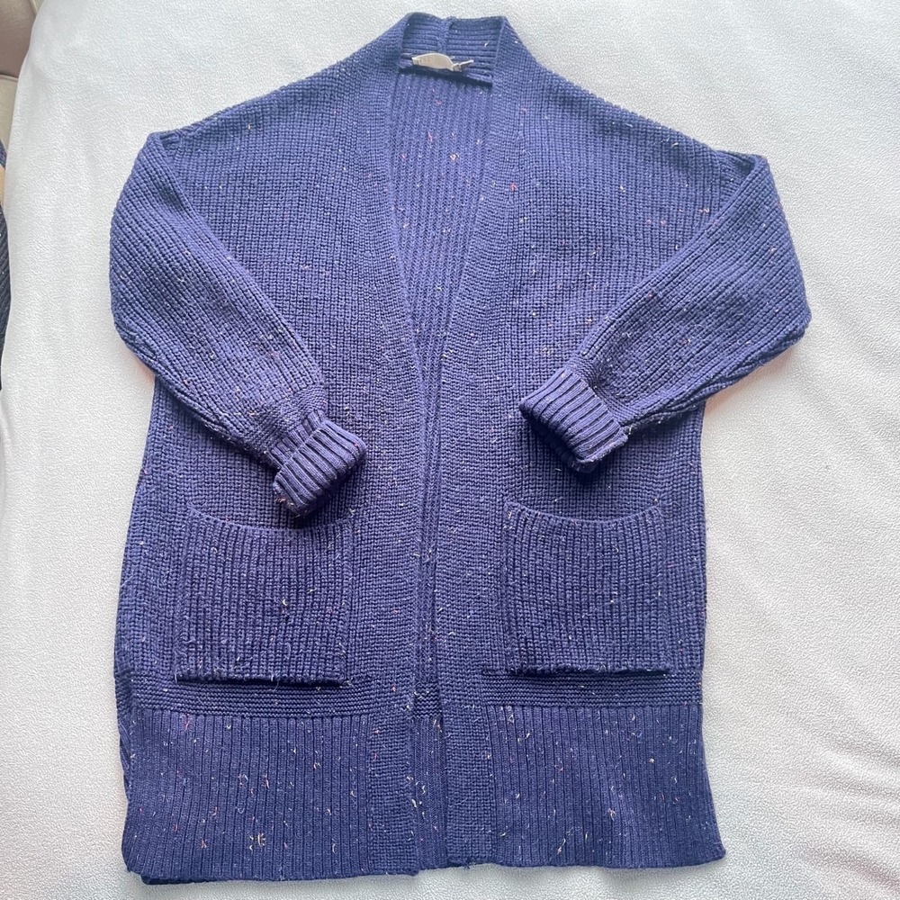 Asos Cardigan Sweater Womens 2 Buttonless Oversized Long Slub Pockets Navy Comfo